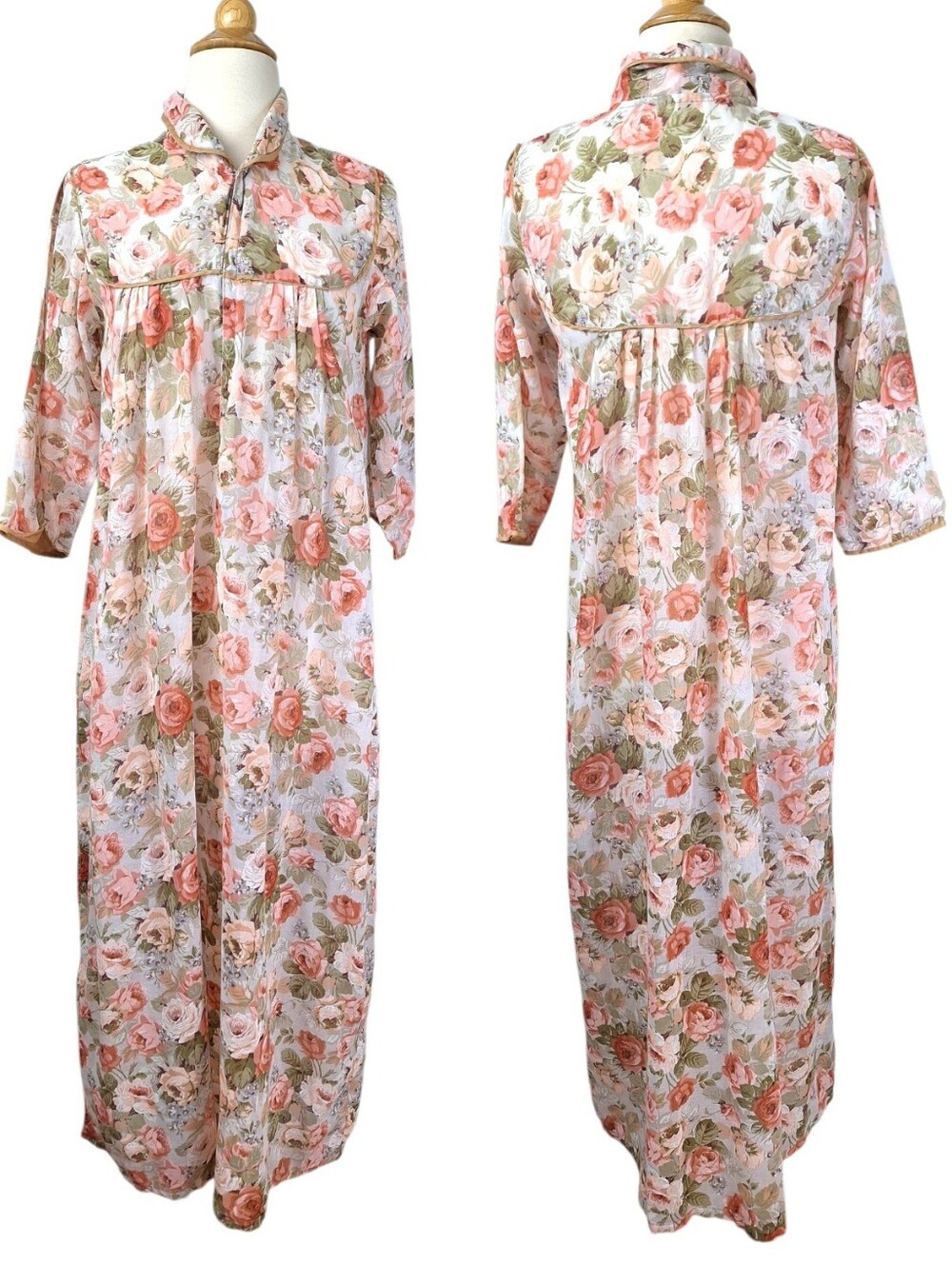 Vintage 60s 70s Handmade Sheer Floral Maxi House Dress SM Cottagecore Grannycore